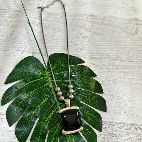 BOGO FREE BLACK STONE SILVER NECKLACE - Picture 2 of 7